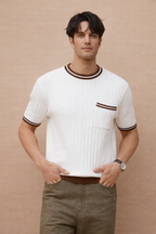 Slim Fit Ribbed Knit T-Shirt for Men – Premium Fabric