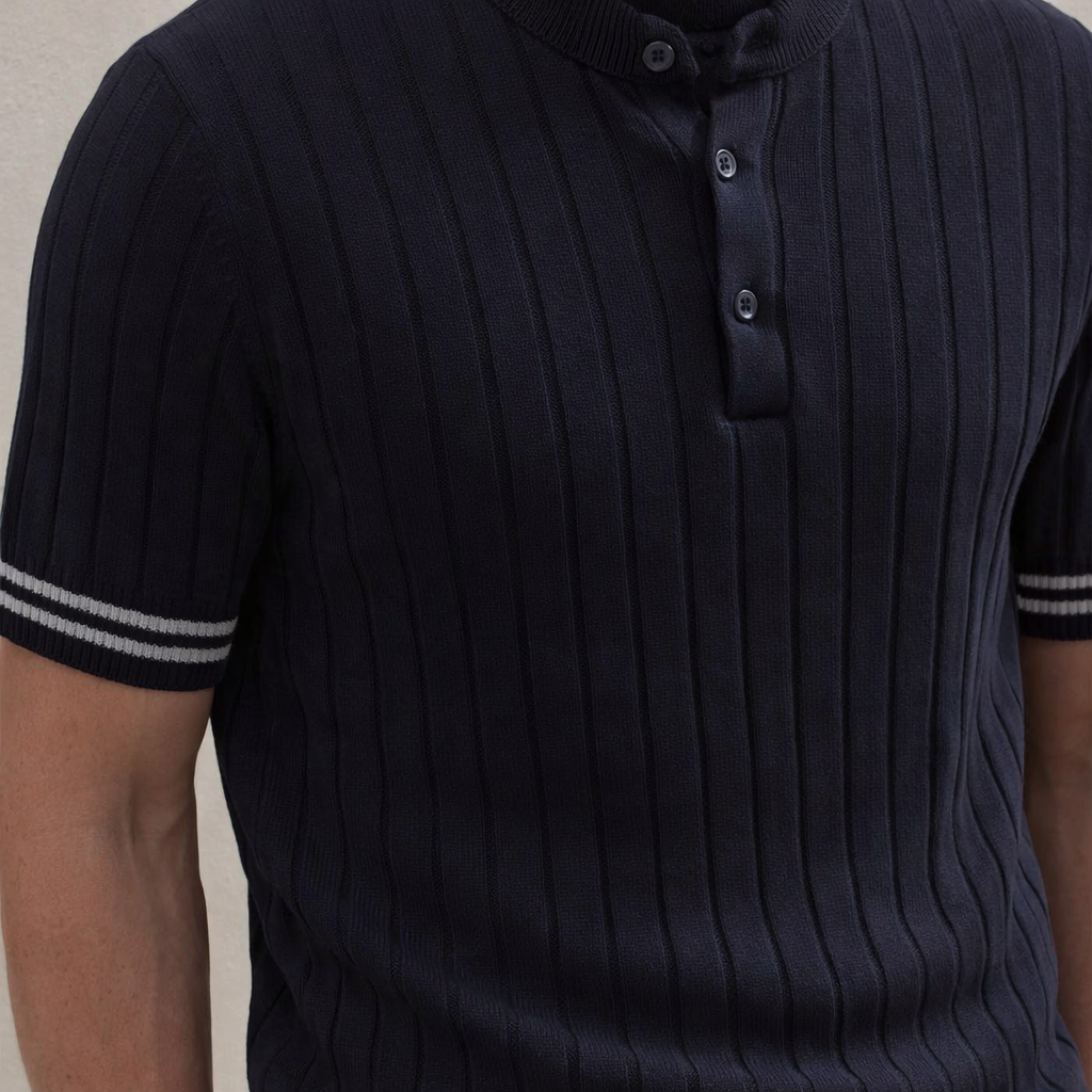 Men’s Premium Ribbed Henley T-Shirt – Short Sleeve Casual Summer Wear