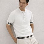 Men’s Premium Ribbed Henley T-Shirt – Short Sleeve Casual Summer Wear