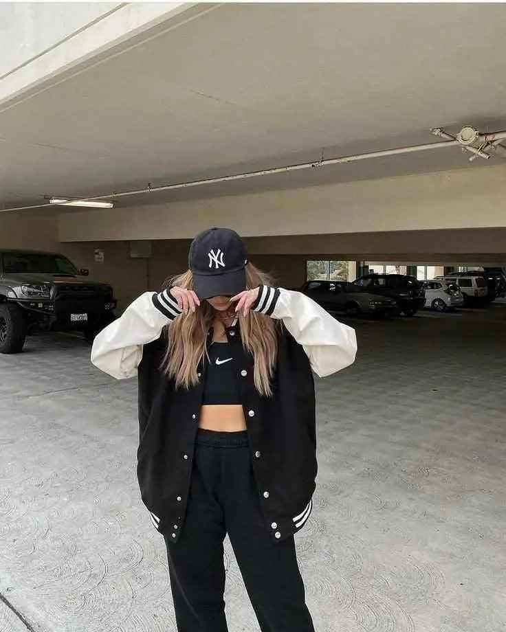 Black and white baseball varsity bomber jacket - Premium Baseball Jacket from The Divine Shop - Just Rs.2299! Shop now at The Divine Shop