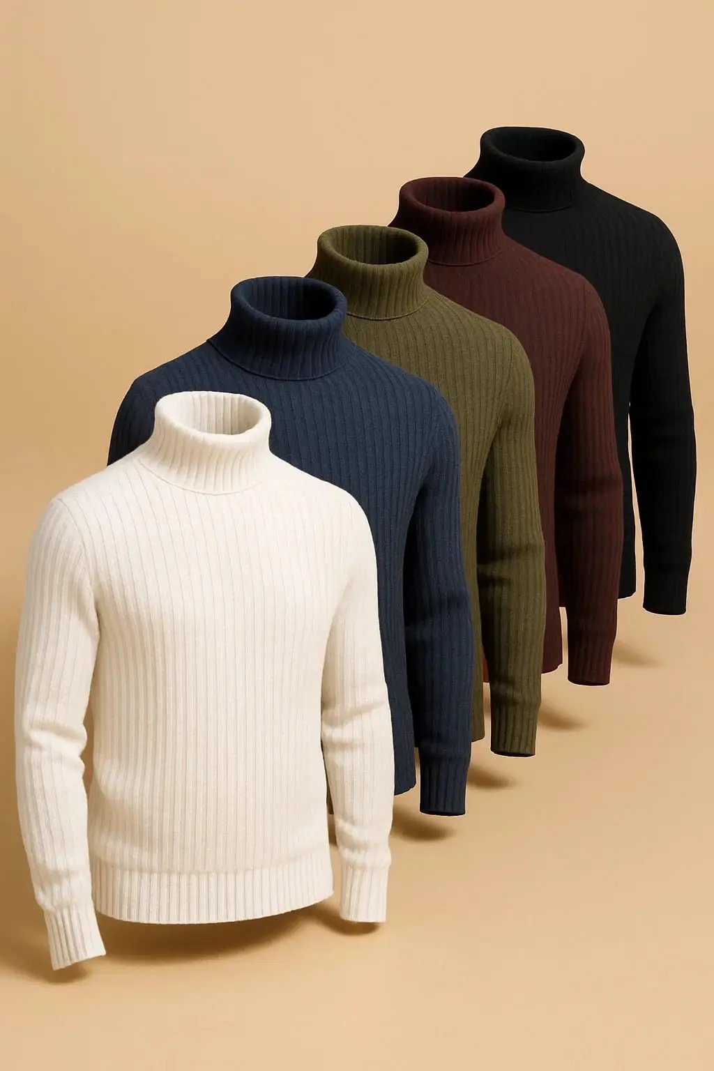 Bundle of 5 Folded colorful basic high neck sweaters - Premium High Neck from My Store - Just Rs.4999! Shop now at The Divine Shop