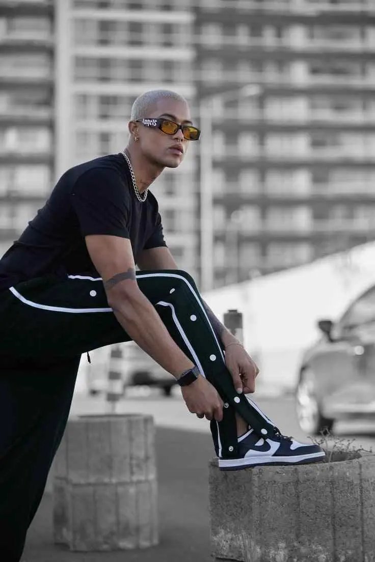 Button stripe Aestehtic Sweatpants  (Steel Grey ) - Premium Trouser from The Divine Shop - Just Rs.2250! Shop now at The Divine Shop