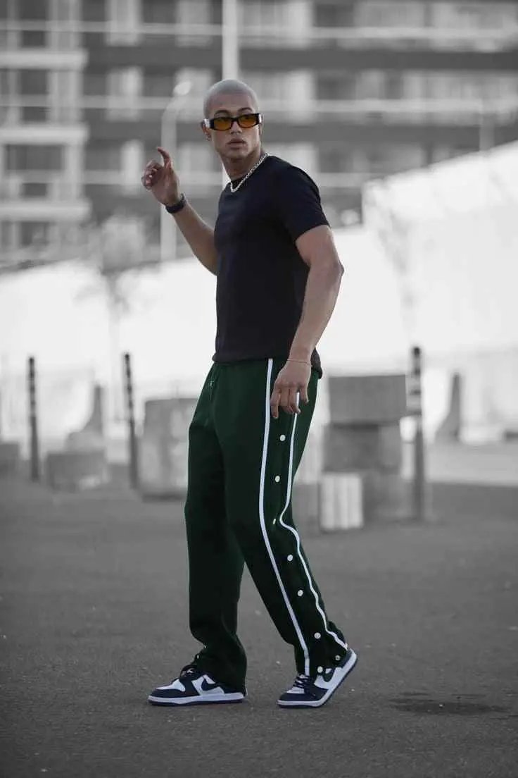 Button stripe Aestehtic Sweatpants  (Steel Grey ) - Premium Trouser from The Divine Shop - Just Rs.2250! Shop now at The Divine Shop