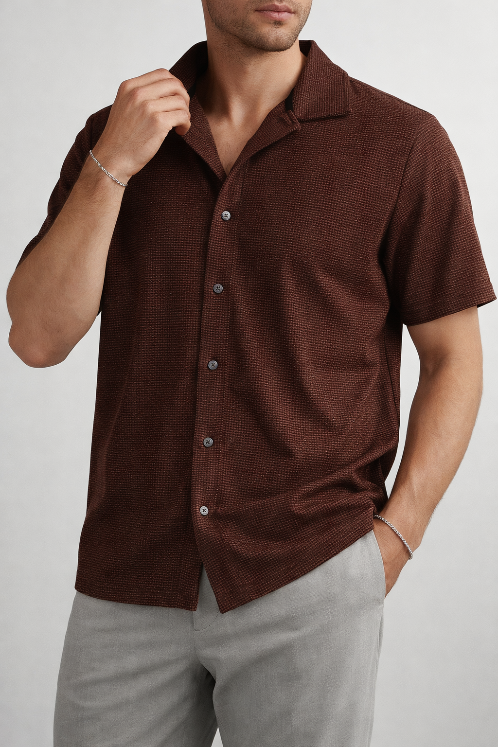 Brownish Texture Casual Shirt