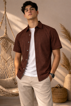 Brownish Texture Casual Shirt