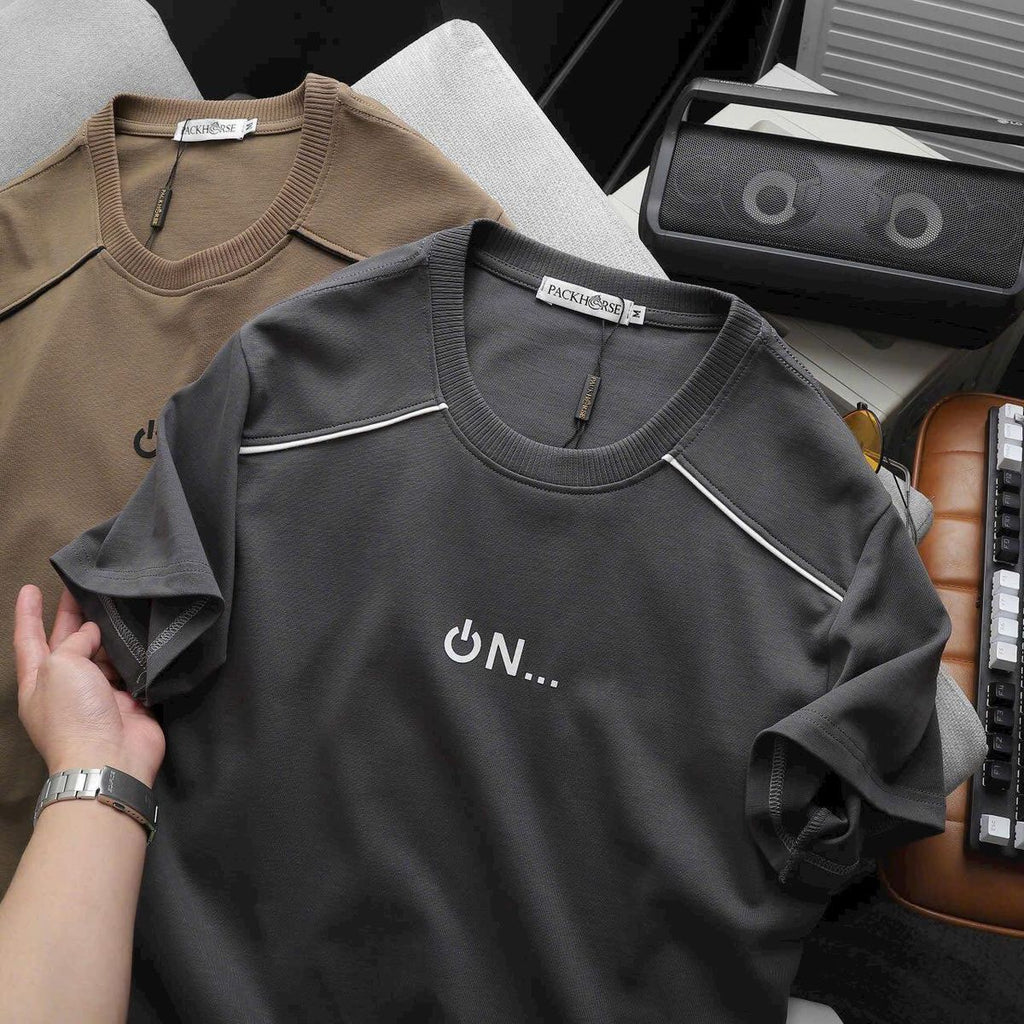 Men’s Minimalist “ON” Graphic T-Shirt – Premium Cotton Casual Summer Tee