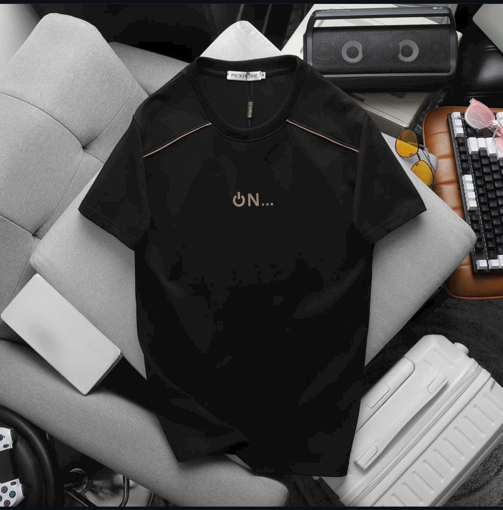 Men’s Minimalist “ON” Graphic T-Shirt – Premium Cotton Casual Summer Tee