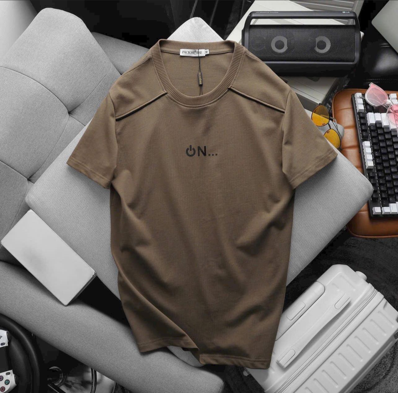 Men’s Minimalist “ON” Graphic T-Shirt – Premium Cotton Casual Summer Tee