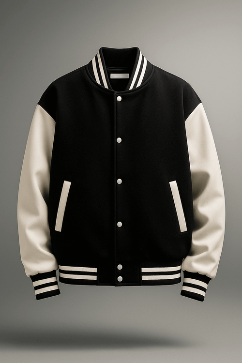 Black and white baseball varsity jacket - Premium Baseball Jacket from The Divine Shop - Just Rs.2299! Shop now at The Divine Shop