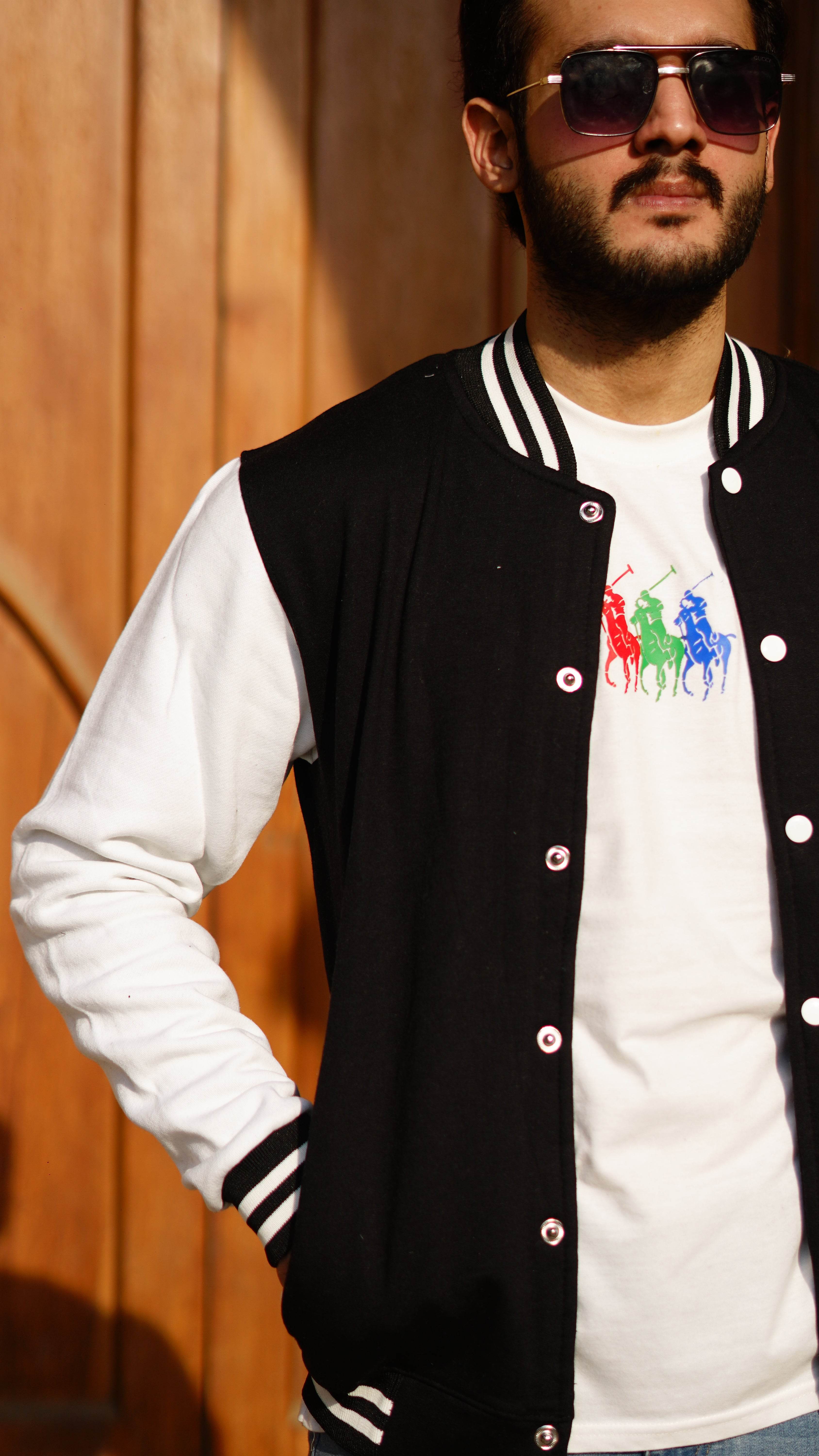 Black and white baseball varsity jacket - Premium Baseball Jacket from The Divine Shop - Just Rs.2299! Shop now at The Divine Shop