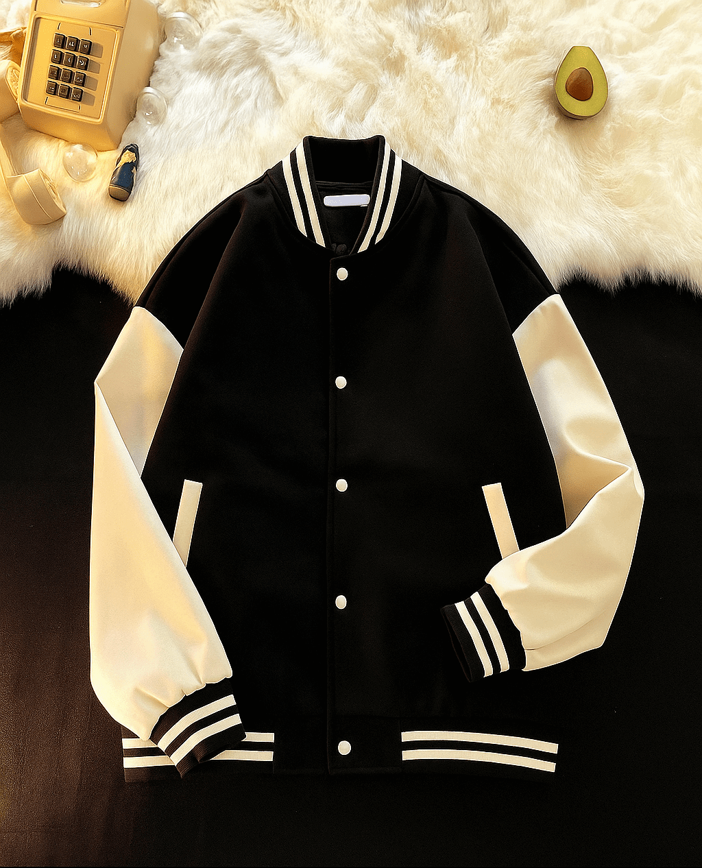 Black and white baseball varsity jacket - Premium Baseball Jacket from The Divine Shop - Just Rs.2299! Shop now at The Divine Shop