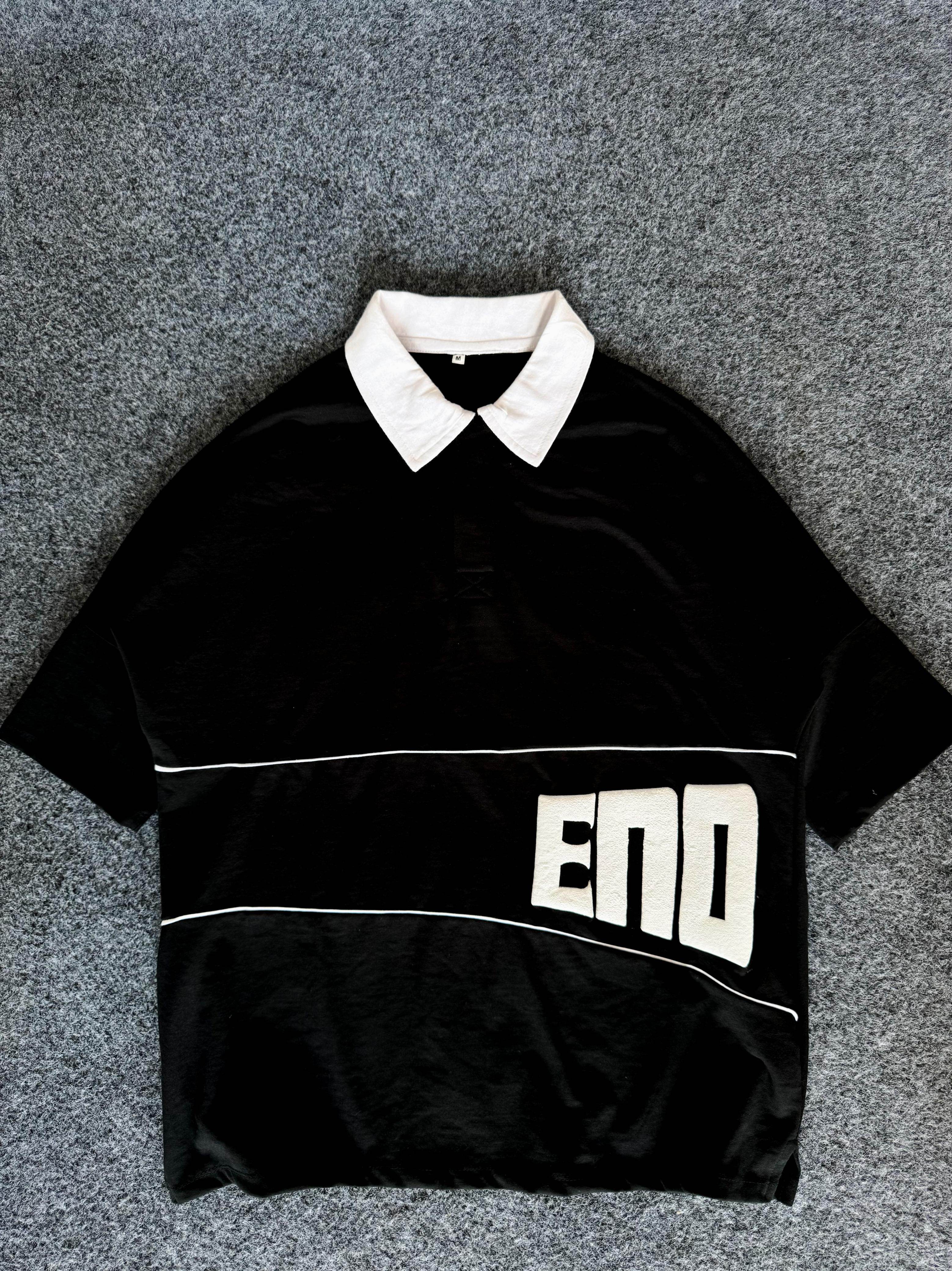 Black End Endition polo T-Shirt Oversize - Premium Polo T-Shirt from The Divine Shop - Just Rs.1499! Shop now at The Divine Shop