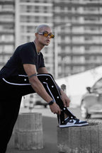 Manfinity Men Contrast Tape Button Side Drawstring Waist Sweatpants Black - The Divine Shop