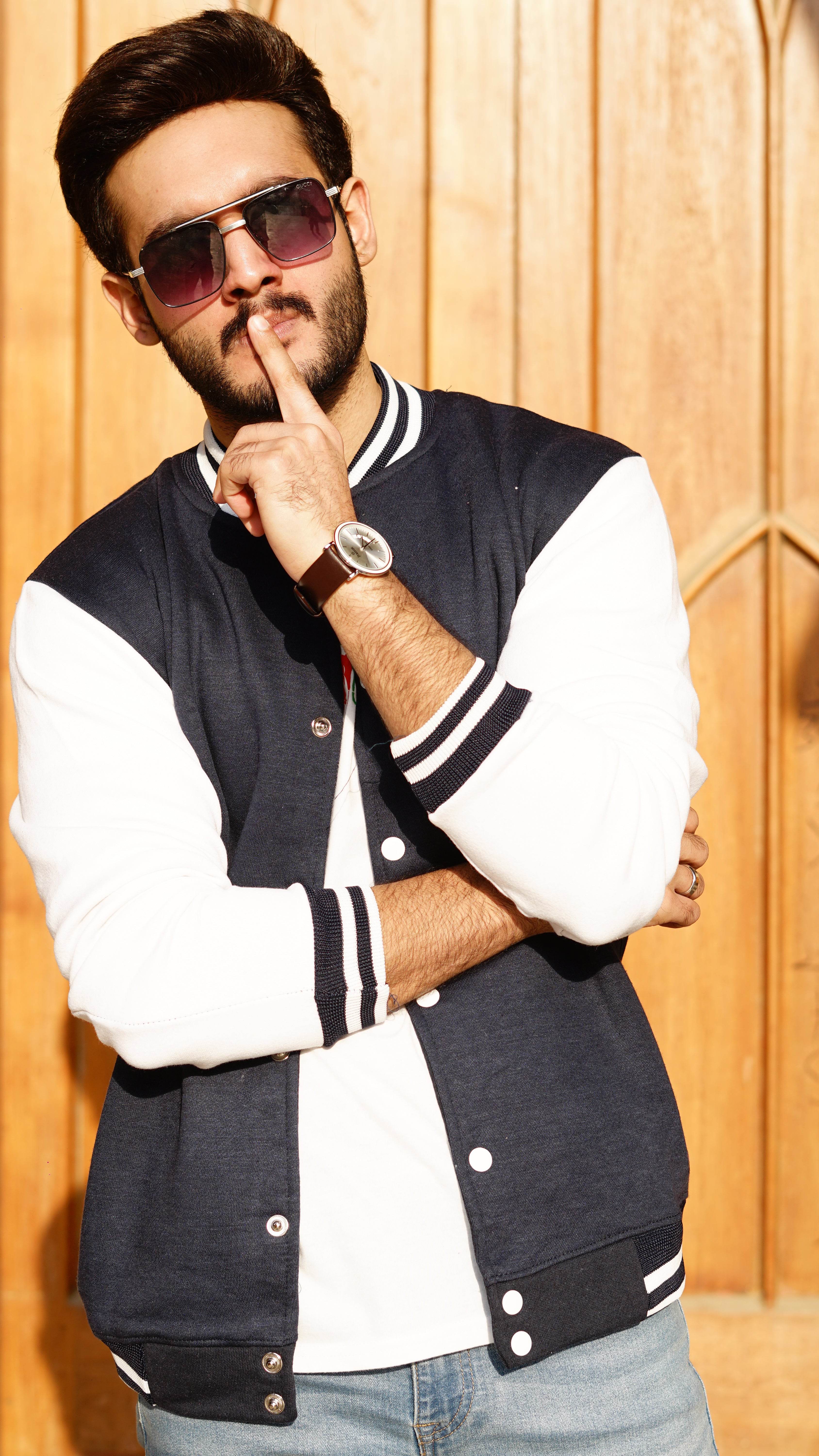 Blue and white baseball varsity jacket - Premium Baseball Jacket from The Divine Shop - Just Rs.2299! Shop now at The Divine Shop