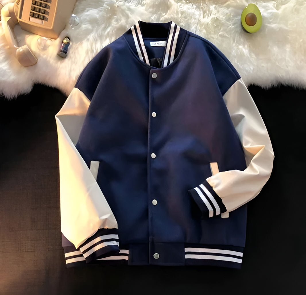 Blue and white baseball varsity jacket - Premium Baseball Jacket from The Divine Shop - Just Rs.2299! Shop now at The Divine Shop