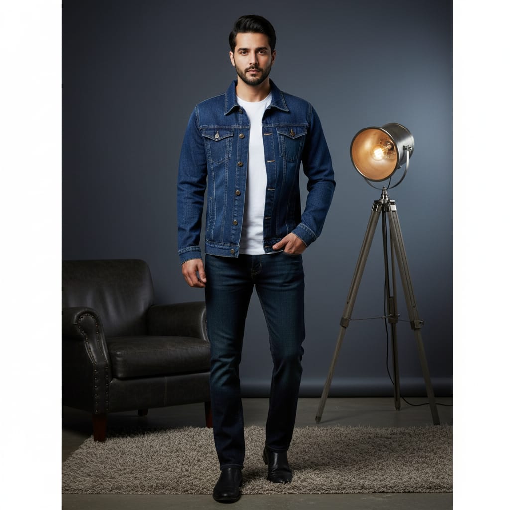 Blue denim jacket export quality - Premium Denim jacket from The Divine Shop - Just Rs.3999! Shop now at The Divine Shop