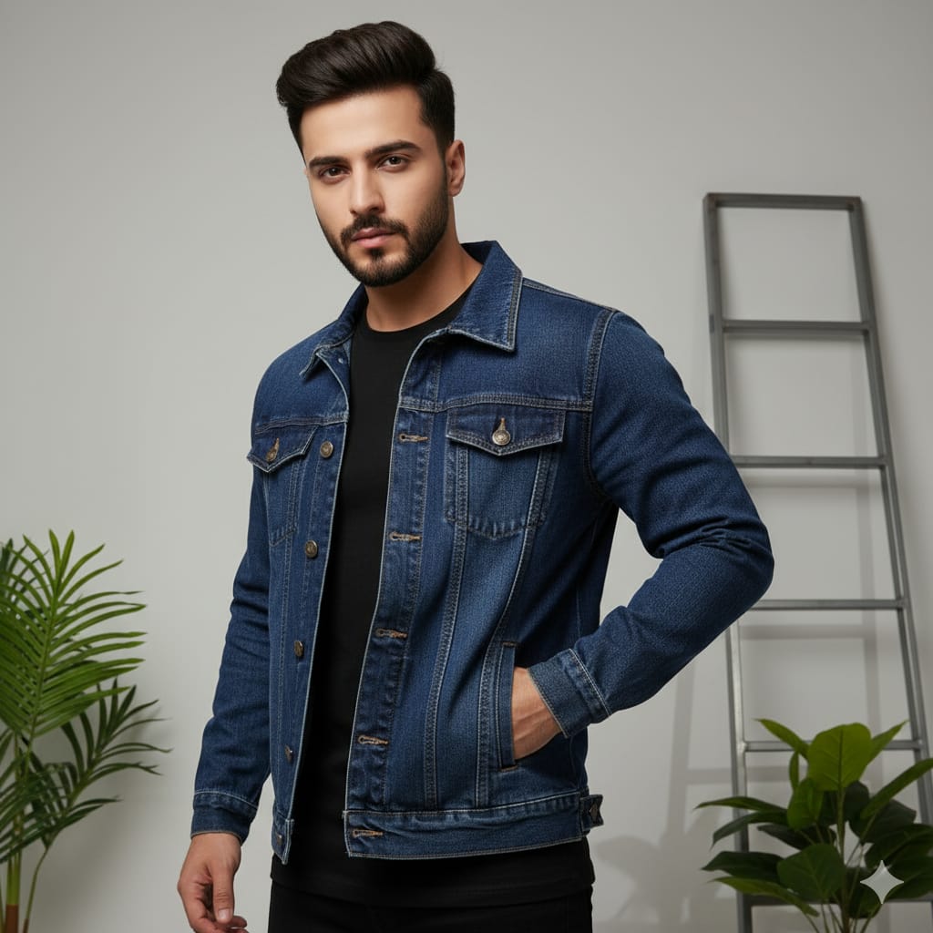 Blue denim jacket export quality - Premium Denim jacket from The Divine Shop - Just Rs.3999! Shop now at The Divine Shop