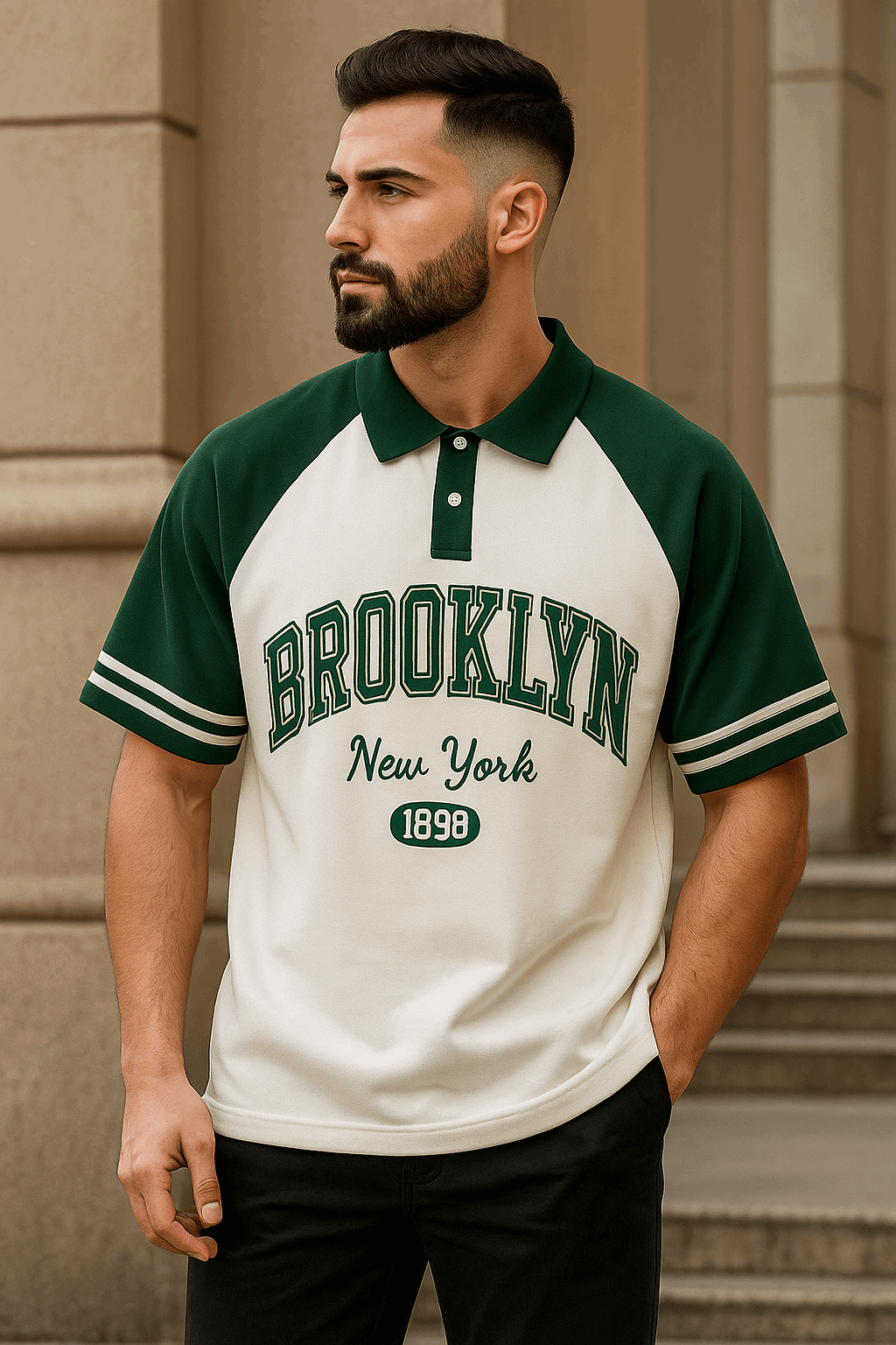 Brookyln printed polo T shirt in jersi White - Premium Polo T-Shirt from The Divine Shop - Just Rs.1799! Shop now at The Divine Shop