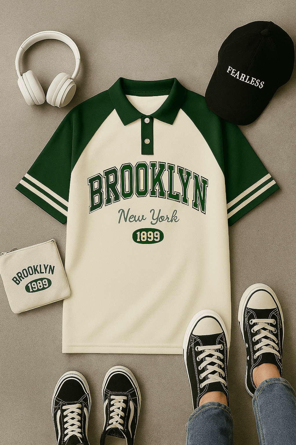 Brookyln printed polo T shirt - Premium Polo T-Shirt from The Divine Shop - Just Rs.1799! Shop now at The Divine Shop