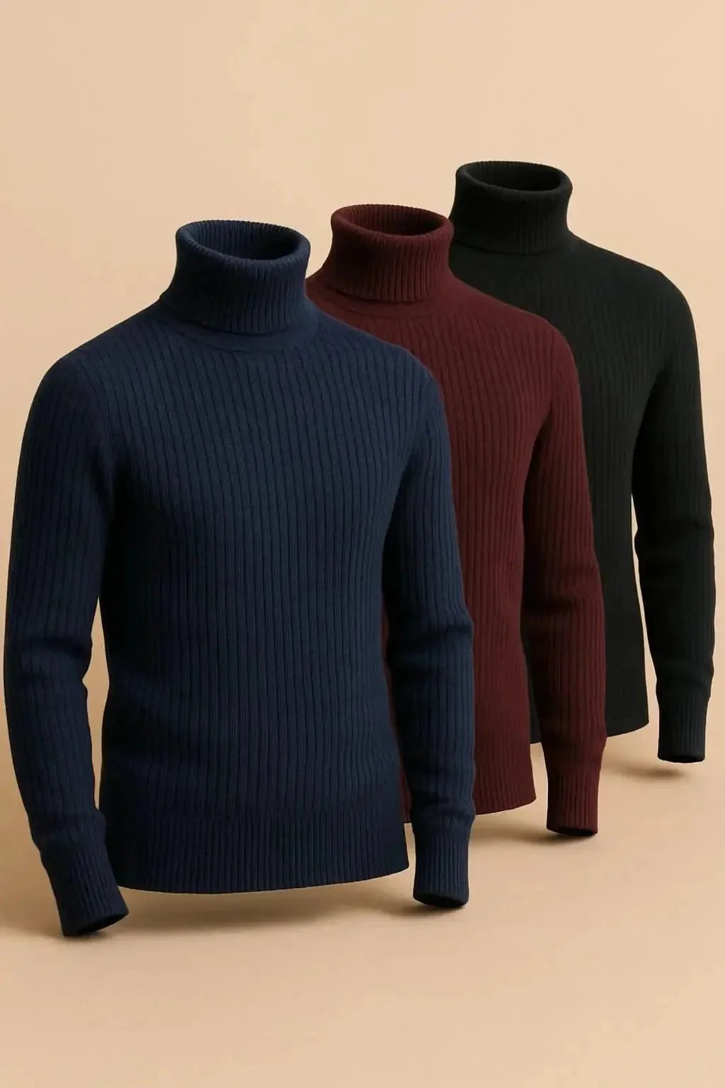 Bundle of 3 Ribbed high neck tops turtleneck sweater - Premium High Neck from The Divine Shop - Just Rs.3399! Shop now at The Divine Shop