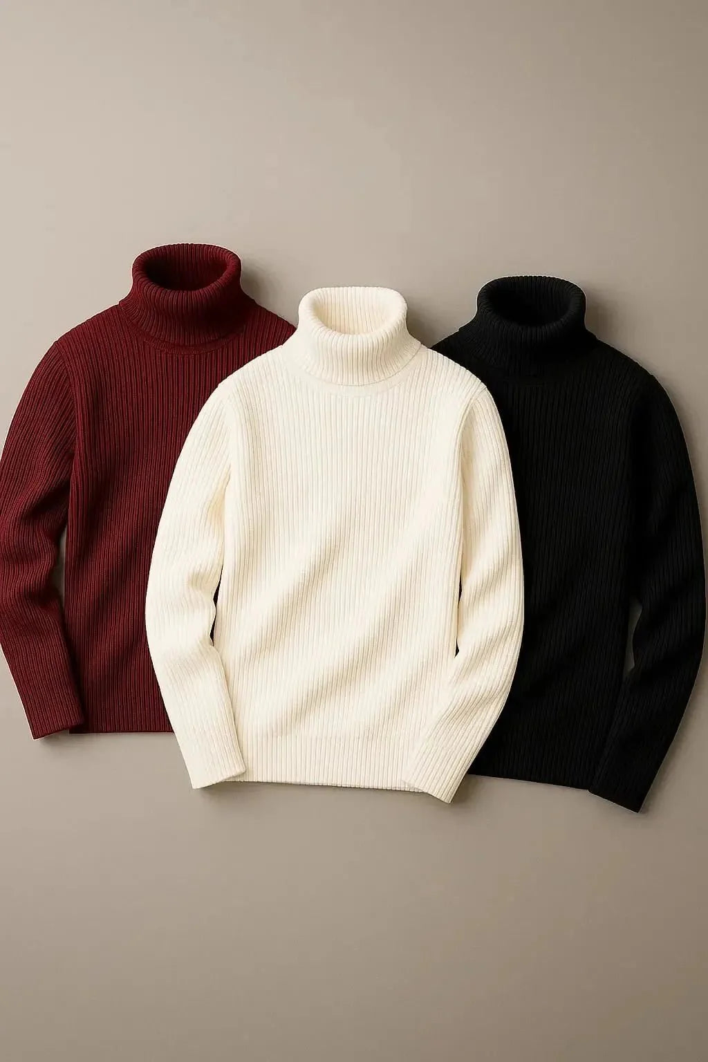Bundle of 3 Ribbed high neck tops turtleneck sweater - Premium High Neck from The Divine Shop - Just Rs.3399! Shop now at The Divine Shop