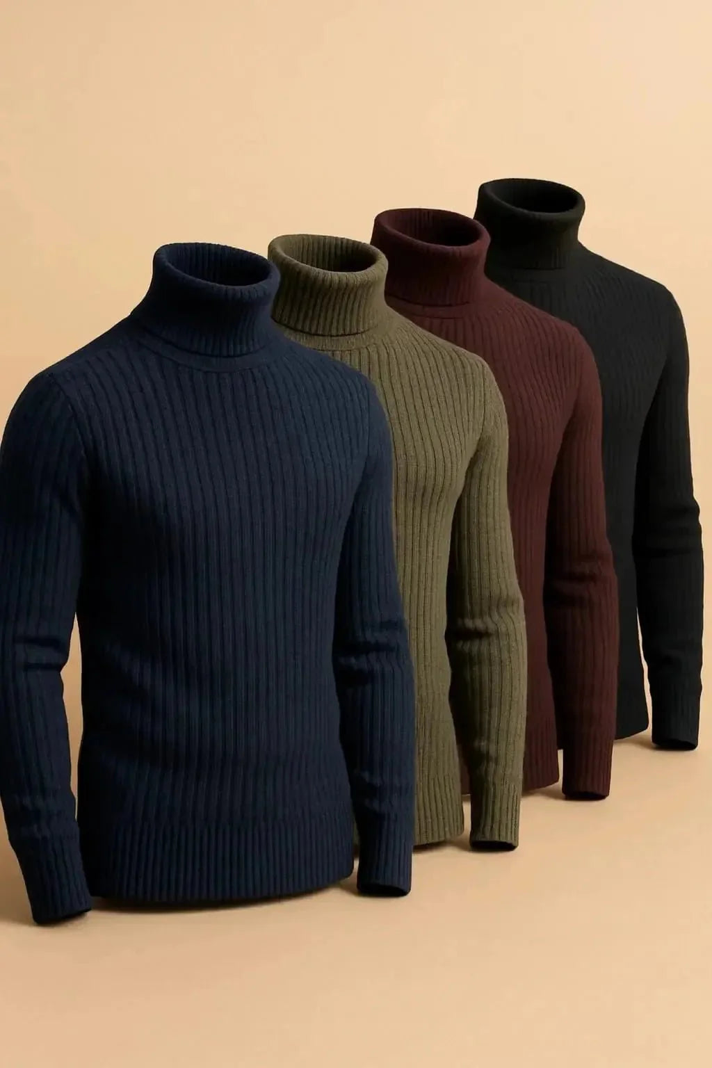 Bundle of 4 ribbed basic high neck sweater - Premium High Neck from My Store - Just Rs.4499! Shop now at The Divine Shop