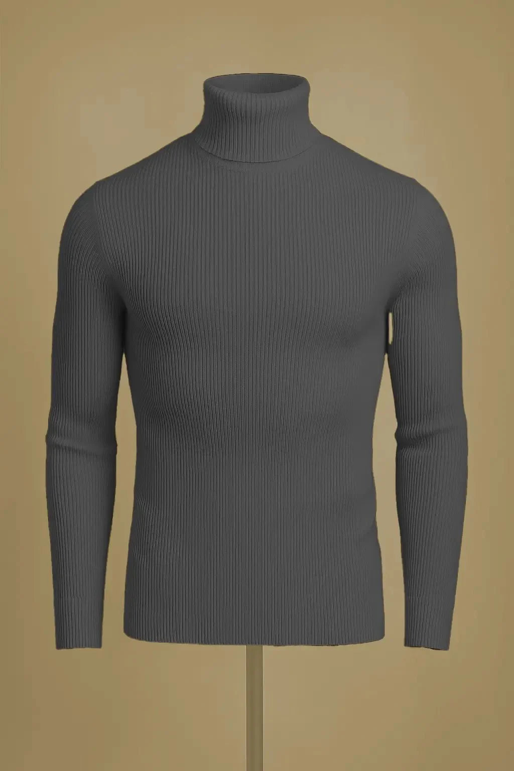 Charcoal Ribbed turtleneck sweater - Premium High Neck from My Store - Just Rs.1999! Shop now at The Divine Shop