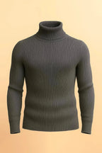 Charcoal Ribbed turtleneck sweater - Premium High Neck from My Store - Just Rs.1999! Shop now at The Divine Shop