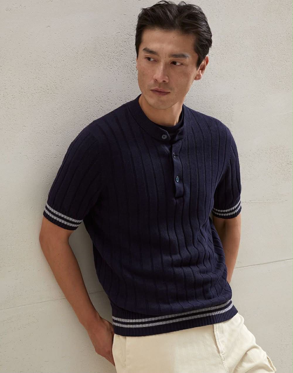 Men’s Premium Ribbed Henley T-Shirt – Short Sleeve Casual Summer Wear