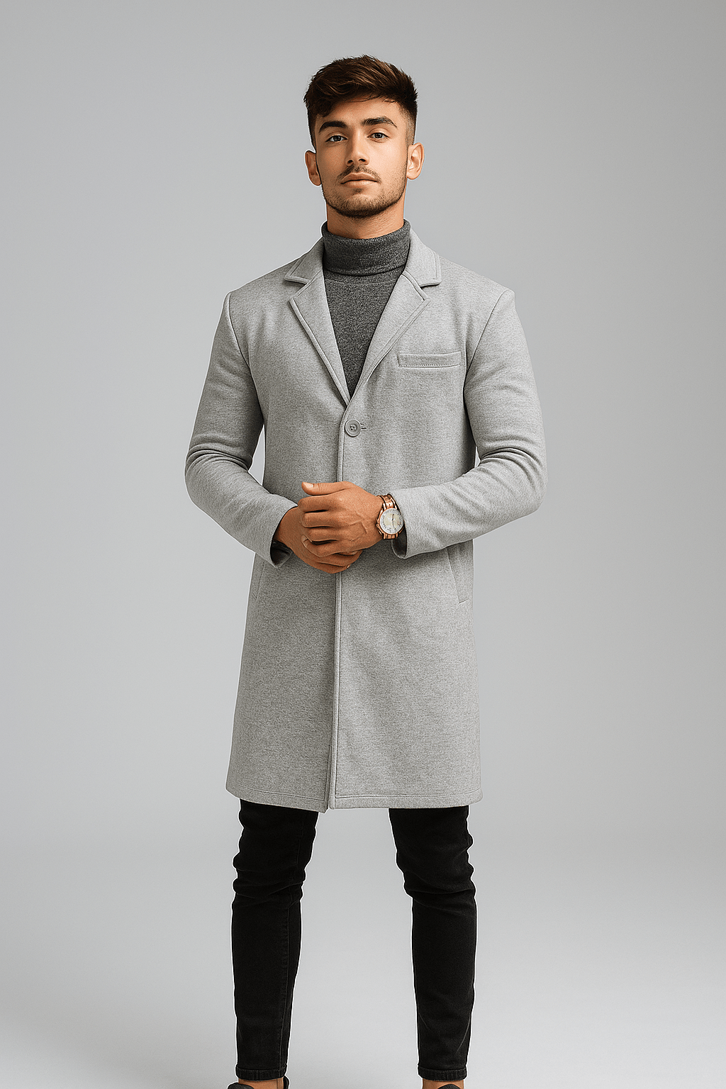 EPSOM Front Button Turkish Style Long Coat - Premium Long Coat from The Divine Shop - Just Rs.2299! Shop now at The Divine Shop