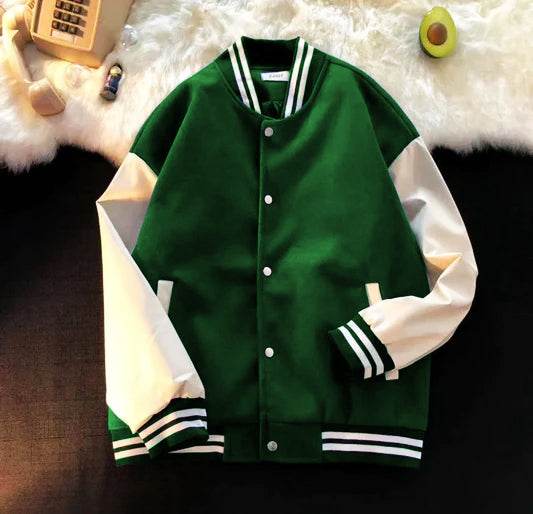 Green Baseball Varsity Jacket - Stylish & Classic Outerwear | The Divine Shop - Premium Baseball Jacket from The Divine Shop - Just Rs.2299! Shop now at The Divine Shop