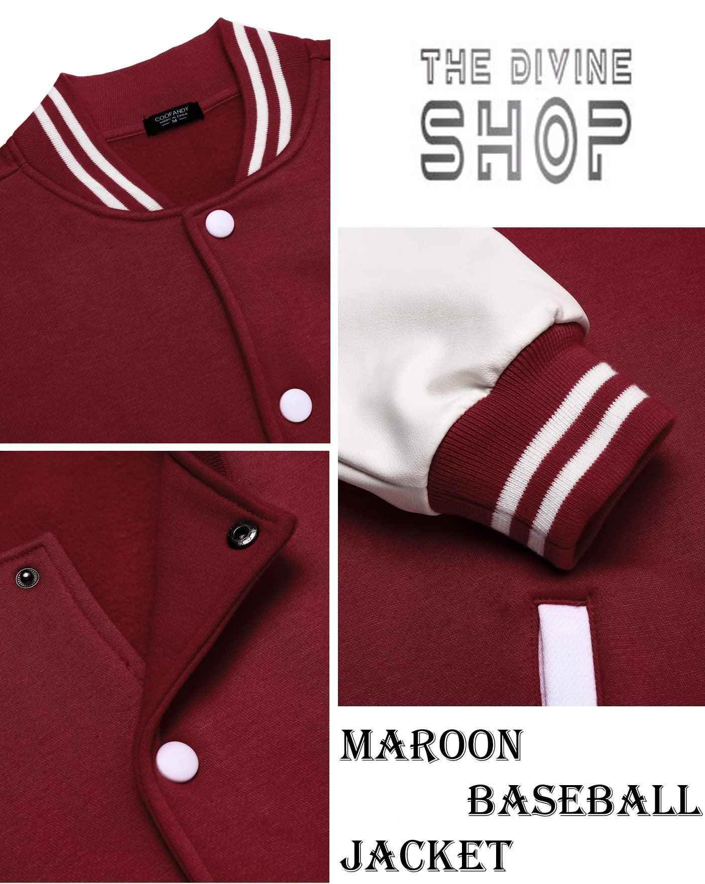 Maroon baseball jacket burgundy and white varsity - Premium Baseball Jacket from The Divine Shop - Just Rs.2299! Shop now at The Divine Shop