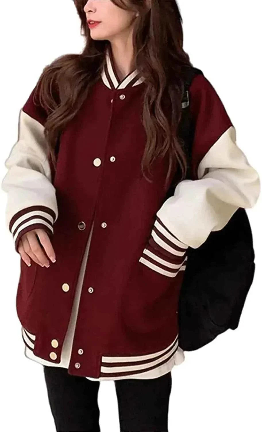 Maroon baseball jacket burgundy and white varsity - Premium Baseball Jacket from The Divine Shop - Just Rs.2299! Shop now at The Divine Shop