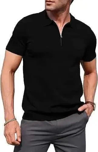Mens black zipper polo shirt outfit - Premium Polo T-Shirt from The Divine Shop - Just Rs.2250! Shop now at The Divine Shop