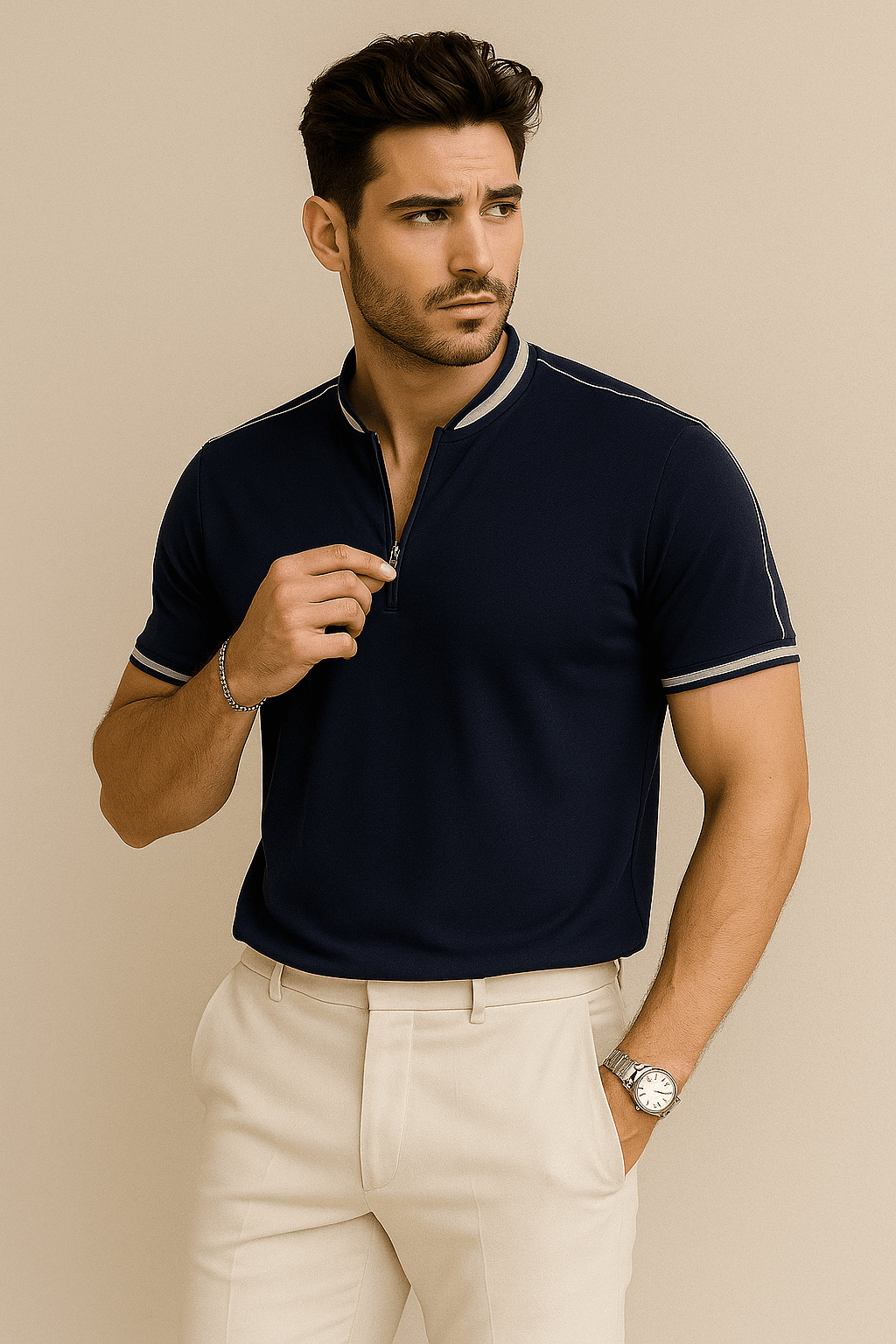 Men's polo shirts smoked polo neck - Premium Polo T-Shirt from The Divine Shop - Just Rs.1999! Shop now at The Divine Shop