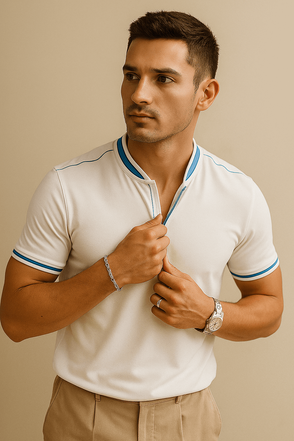 Men's polo shirts smoked polo neck - Premium Polo T-Shirt from The Divine Shop - Just Rs.1999! Shop now at The Divine Shop
