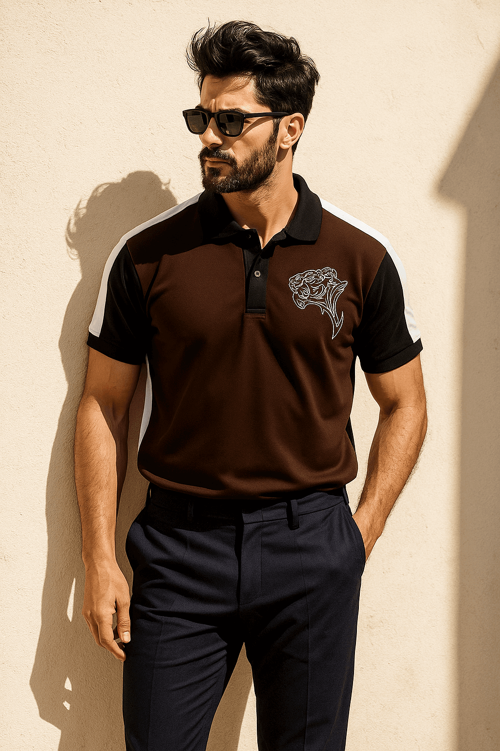 Mens premium cheeta polo brown black - Premium Polo T-Shirt from The Divine Shop - Just Rs.2250! Shop now at The Divine Shop