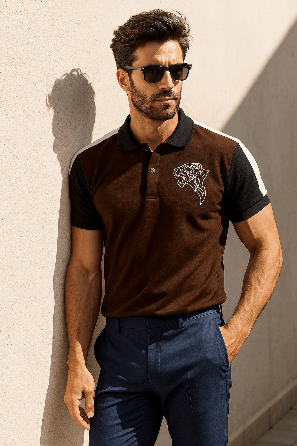 Mens premium cheeta polo brown black - Premium Polo T-Shirt from The Divine Shop - Just Rs.2250! Shop now at The Divine Shop