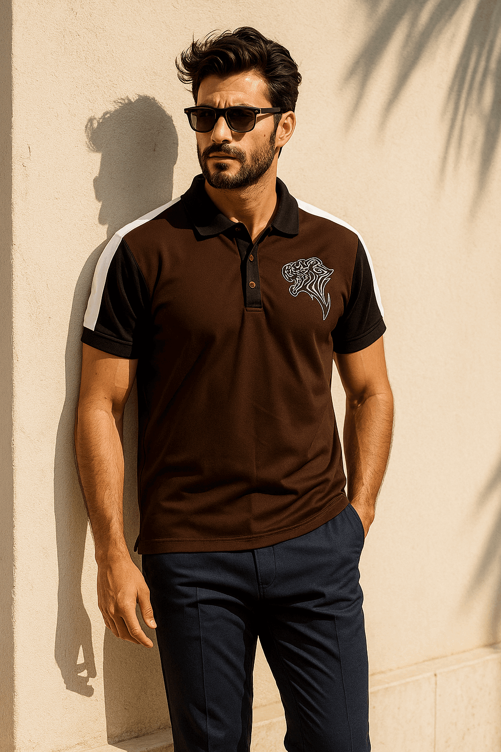 Mens premium cheeta polo brown black - Premium Polo T-Shirt from The Divine Shop - Just Rs.2250! Shop now at The Divine Shop