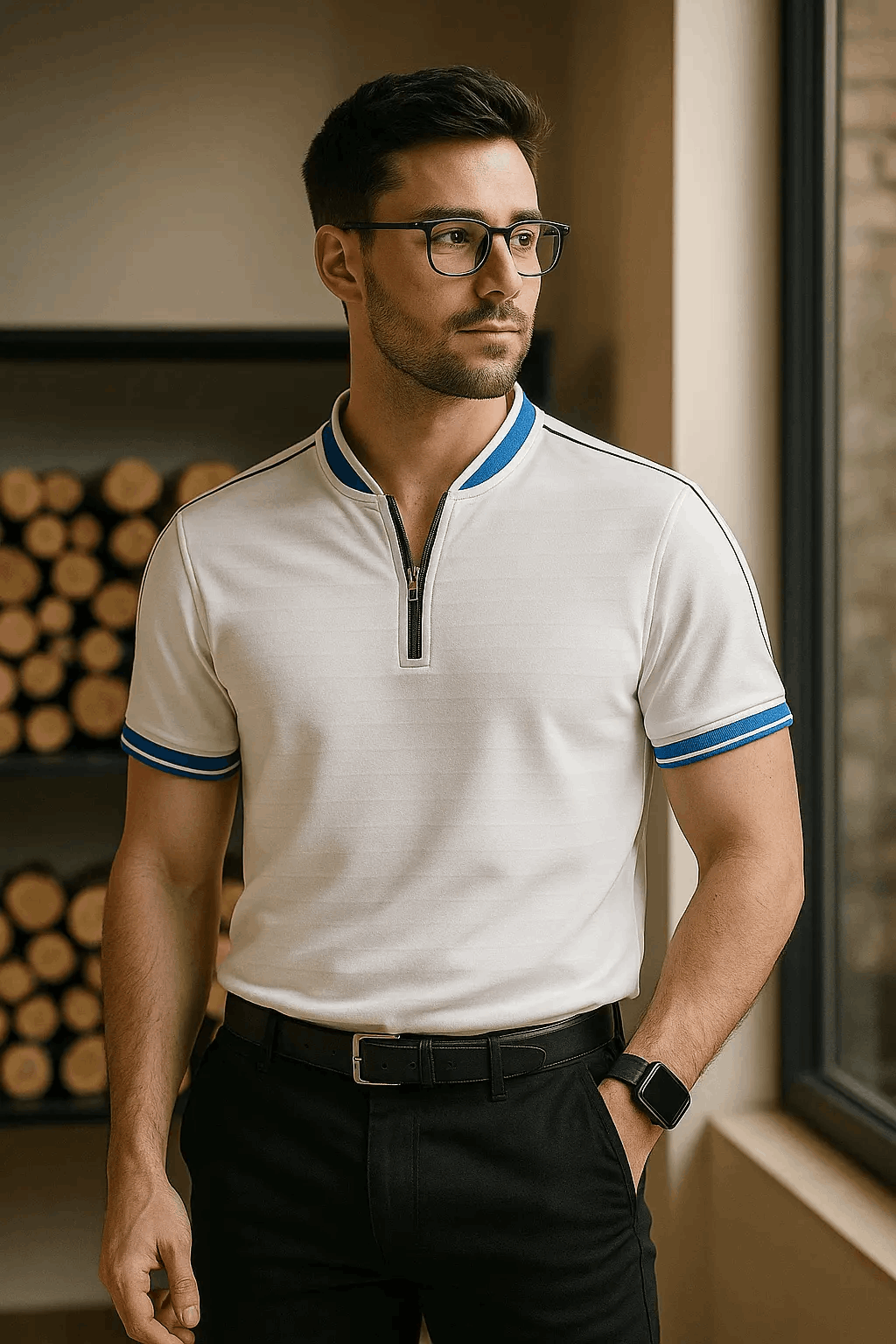 Mens White madmext smoked polo neck shirts - Premium Polo T-Shirt from The Divine Shop - Just Rs.1999! Shop now at The Divine Shop