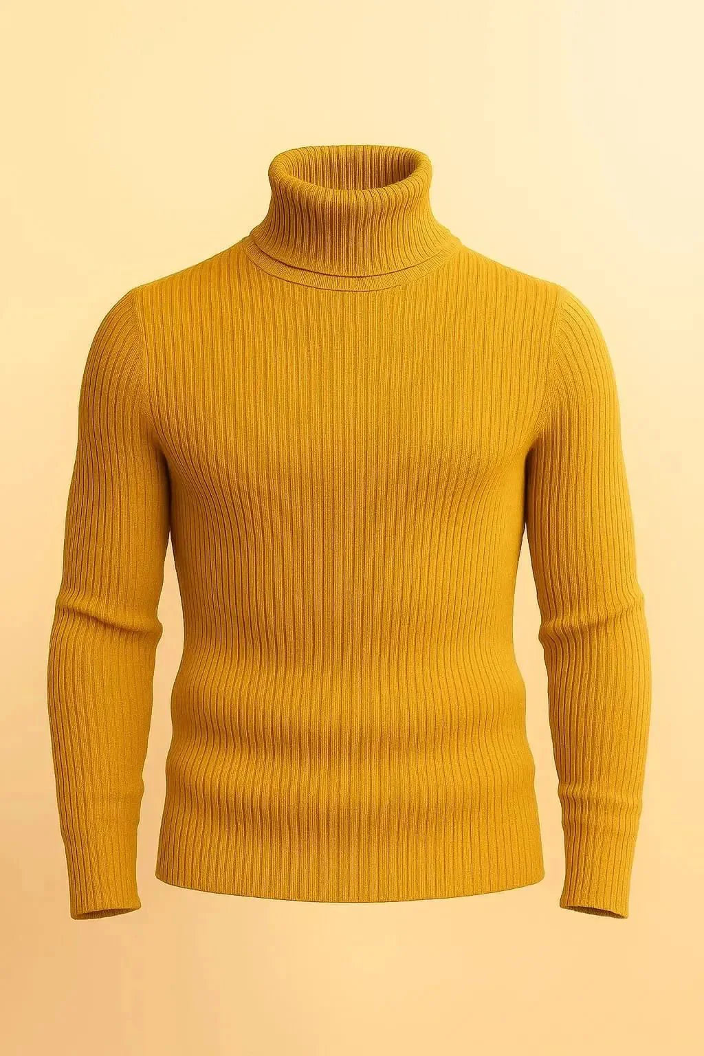 Mustard ribbed turtleneck sweater - Premium High Neck from My Store - Just Rs.1999! Shop now at The Divine Shop