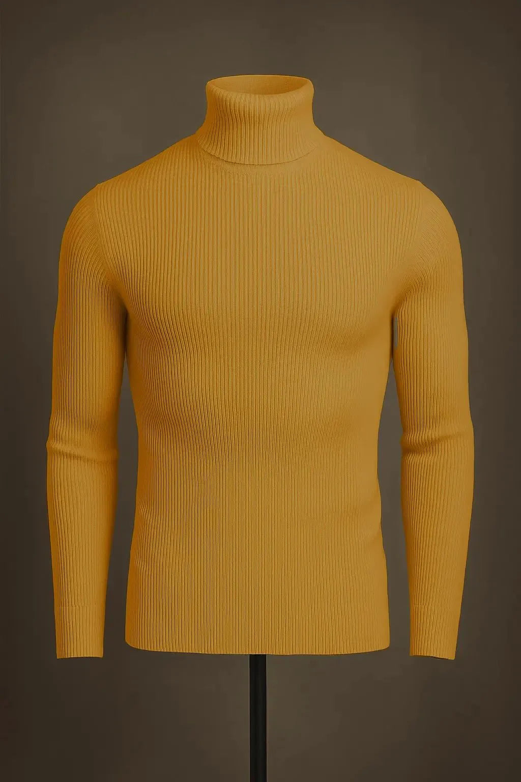 Mustard ribbed turtleneck sweater - Premium High Neck from My Store - Just Rs.1999! Shop now at The Divine Shop