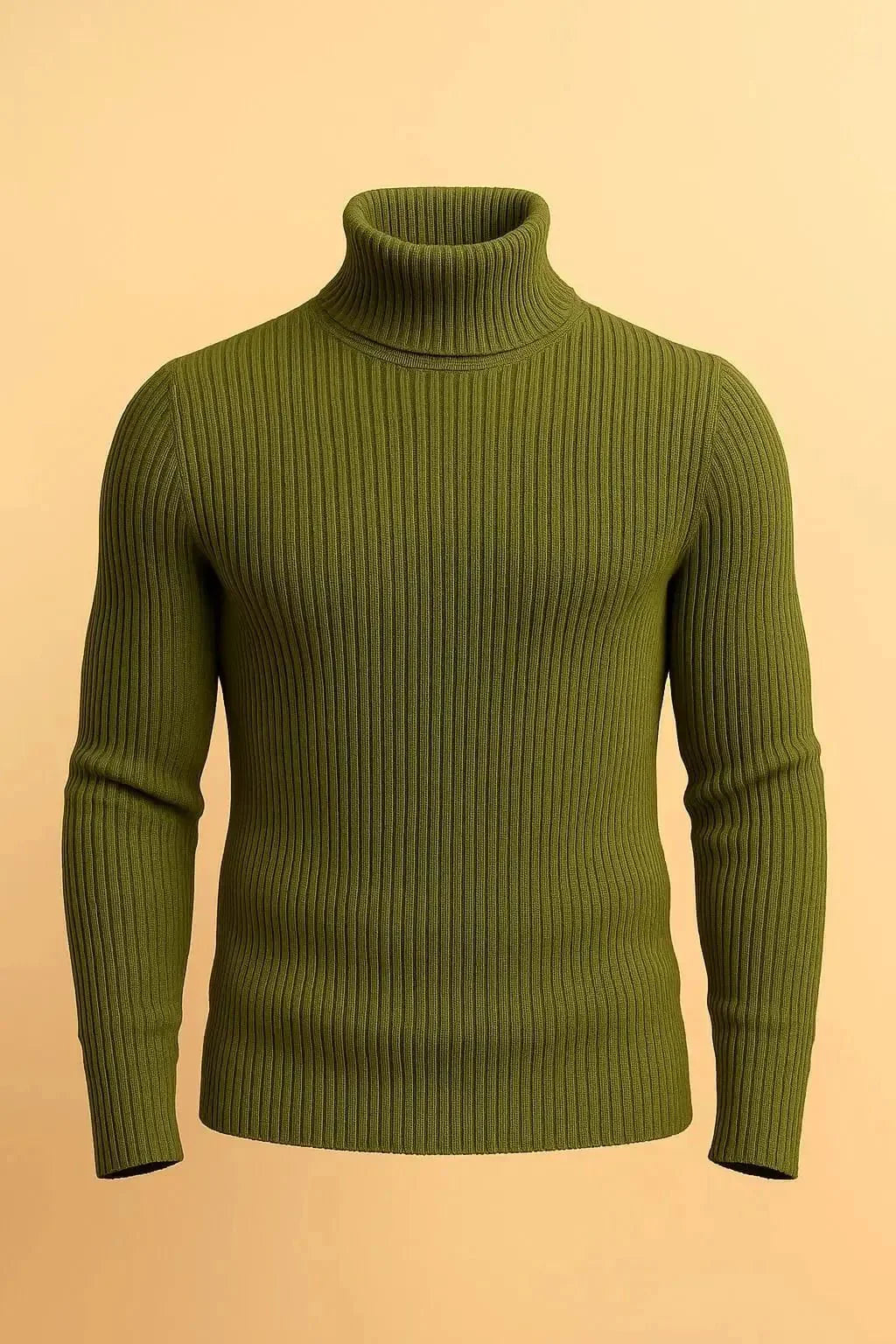 Olive green ribbed turtleneck sweater - Premium High Neck from My Store - Just Rs.1999! Shop now at The Divine Shop