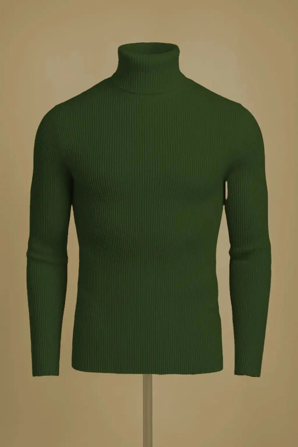 Olive green ribbed turtleneck sweater - Premium High Neck from My Store - Just Rs.1999! Shop now at The Divine Shop