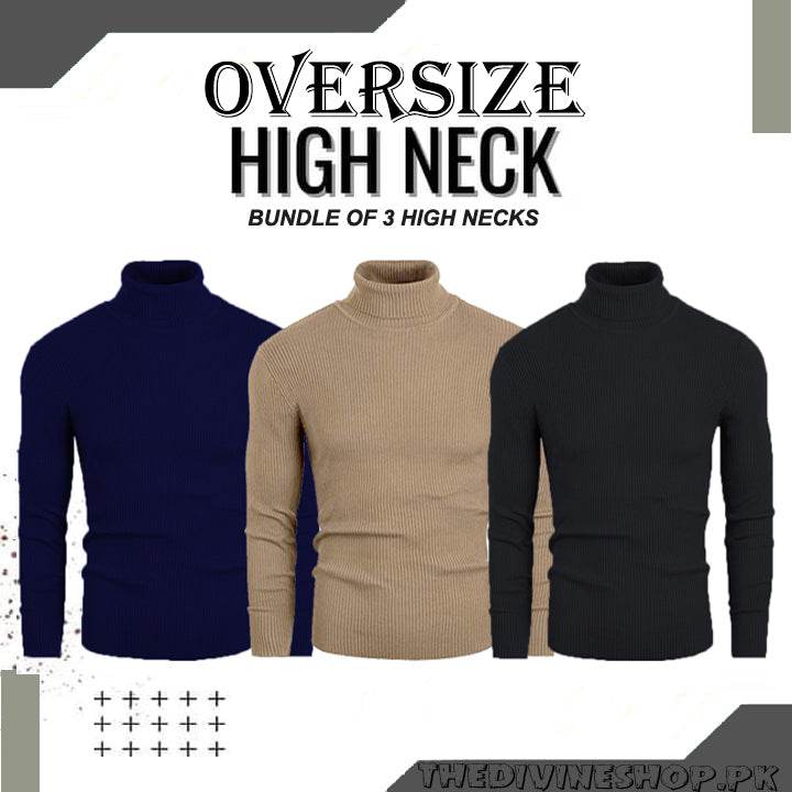 Oversize Bundles Of 3 Basic High Neck - Premium High Neck from My Store - Just Rs.4200! Shop now at The Divine Shop