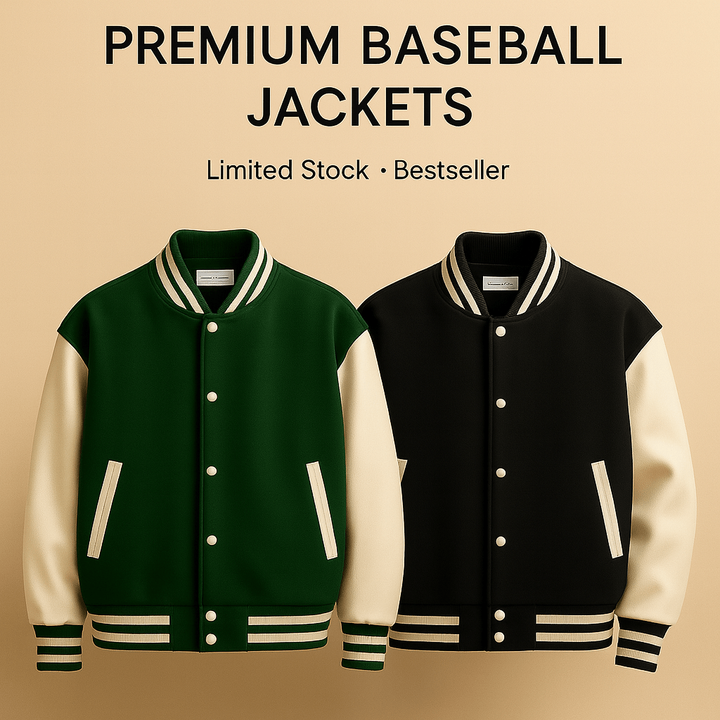 PACK OF 2 – PREMIUM BASEBALL JACKETS - Premium Baseball Jacket from The Divine Shop - Just Rs.4299! Shop now at The Divine Shop