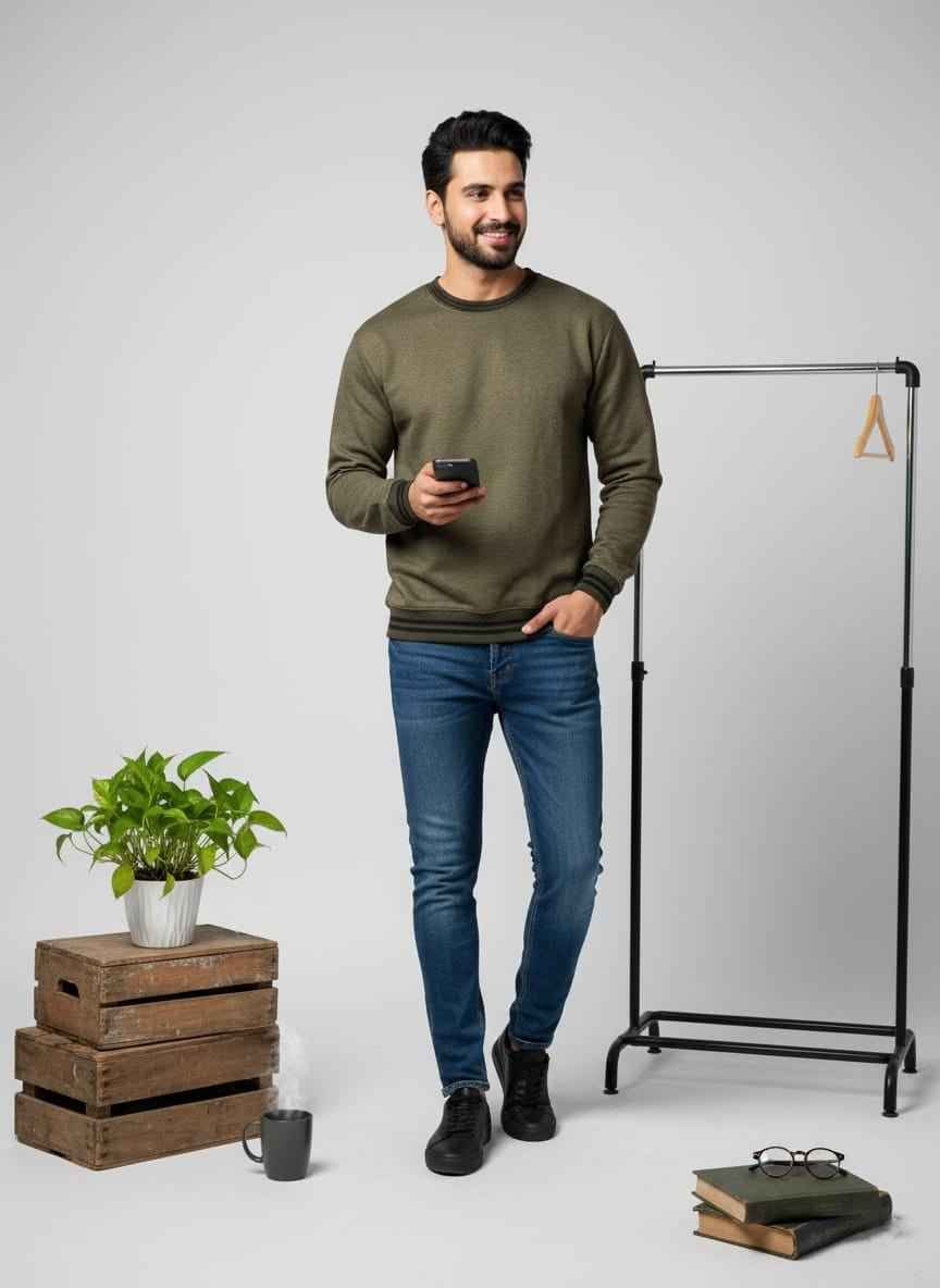 Twist Yarn Melanic Sweatshirt - Premium Sweatshirts from The Divine Shop - Just Rs.2499! Shop now at The Divine Shop